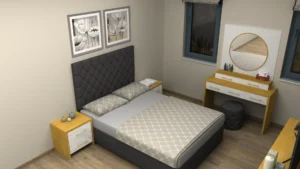 country yatak odasi 3d cizim 52 300x169 - Yatak Odası