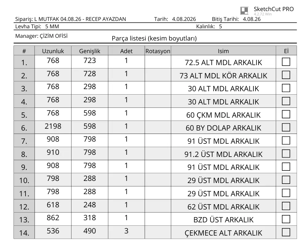arkalik kesim listesi 01 - 3D Çizim ve Üretim Paketi