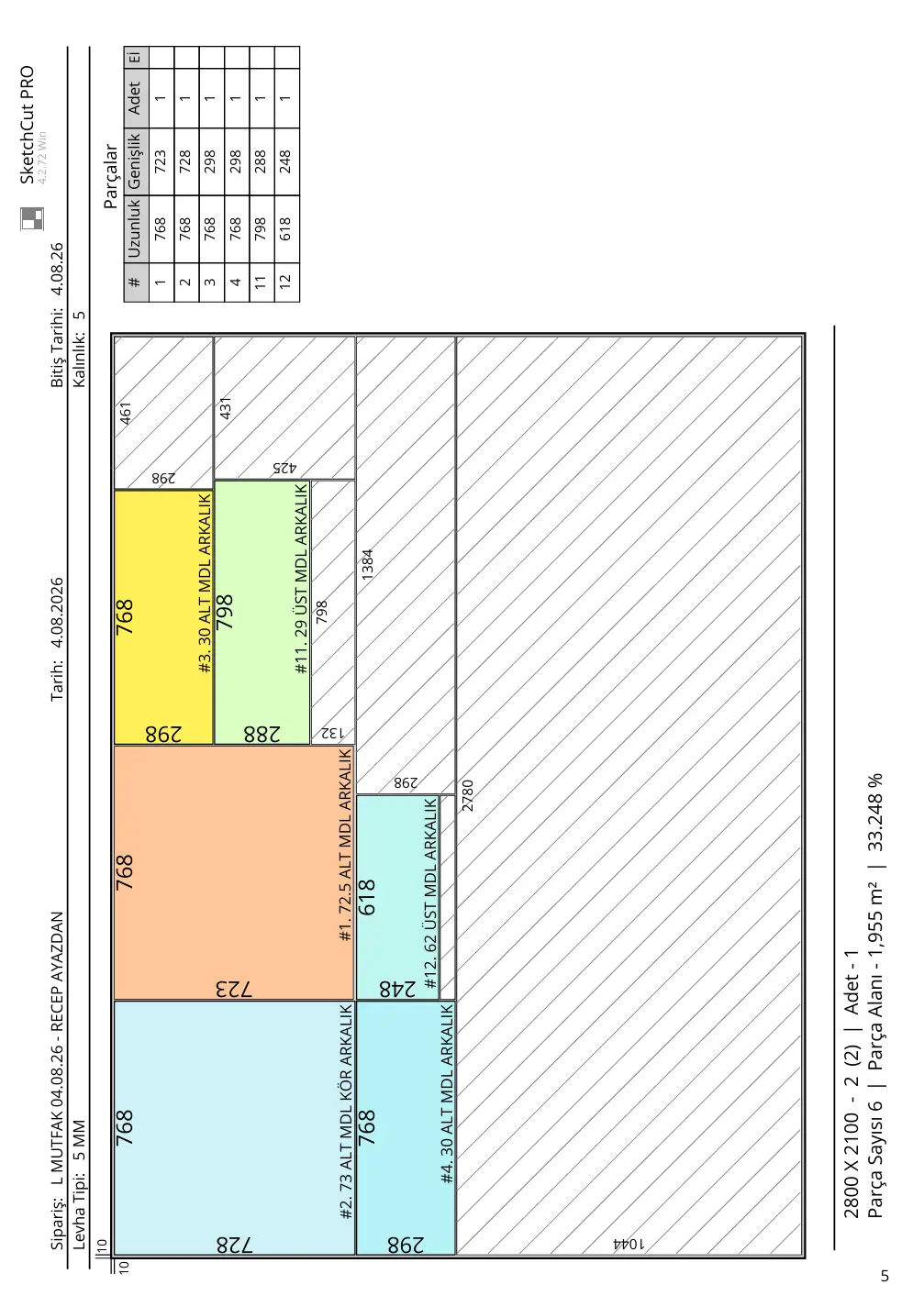arkalik kesim optimizasyon plani 01 - 3D Çizim ve Üretim Paketi