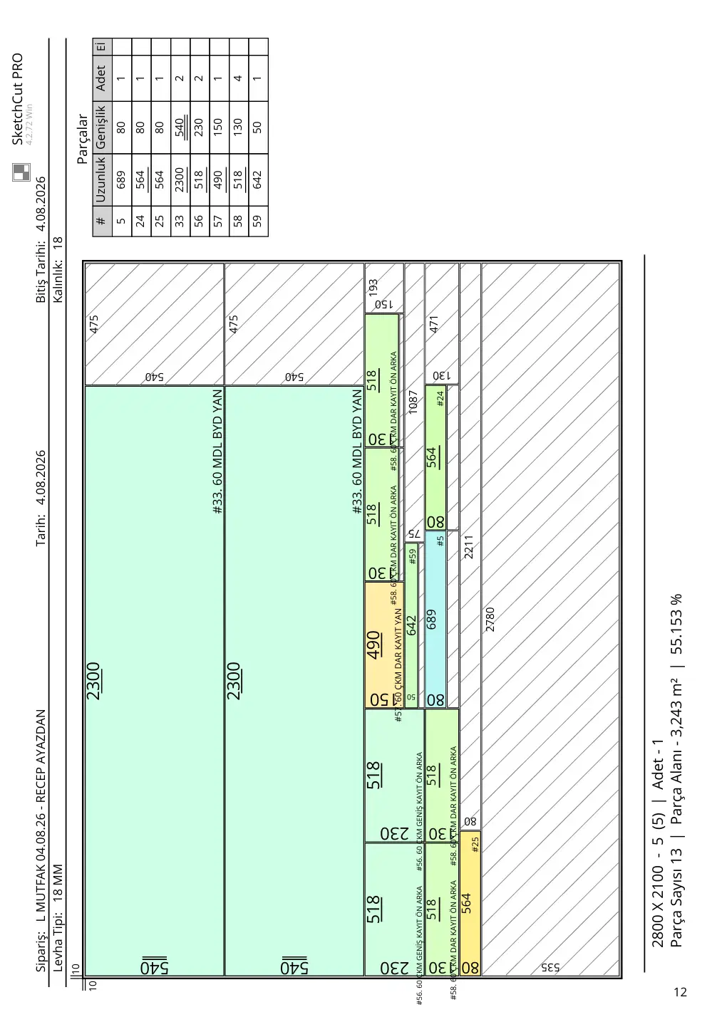 govde kesim optimizasyon plani 04 - 3D Çizim ve Üretim Paketi
